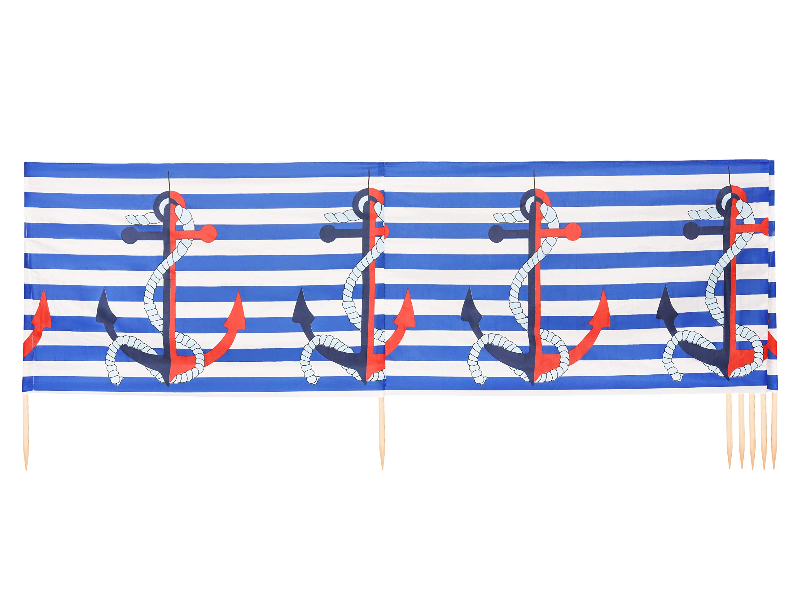 Ladeheid Windschutz Strand Sichtschutz mit Holzstab praktisches Strand Zubehör LAEX001