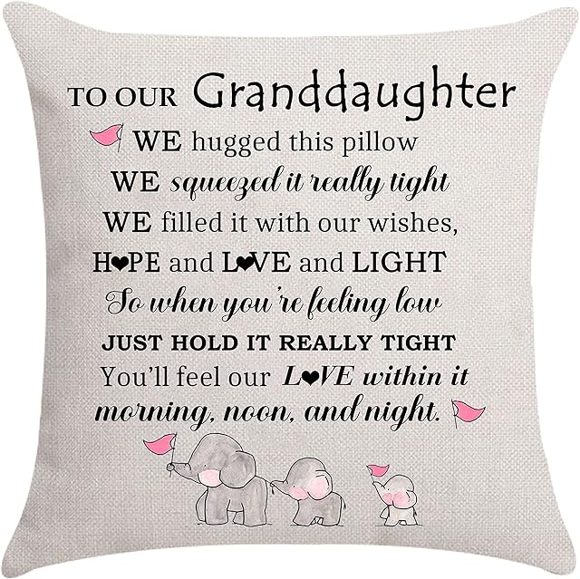 Granddaughter Gifts-Cushion Cover Throw Pillow Cover for Granddaughter from Grandma Grandpa Birthday Gifts Thanksgiving Gifts (Granddaughter-A)