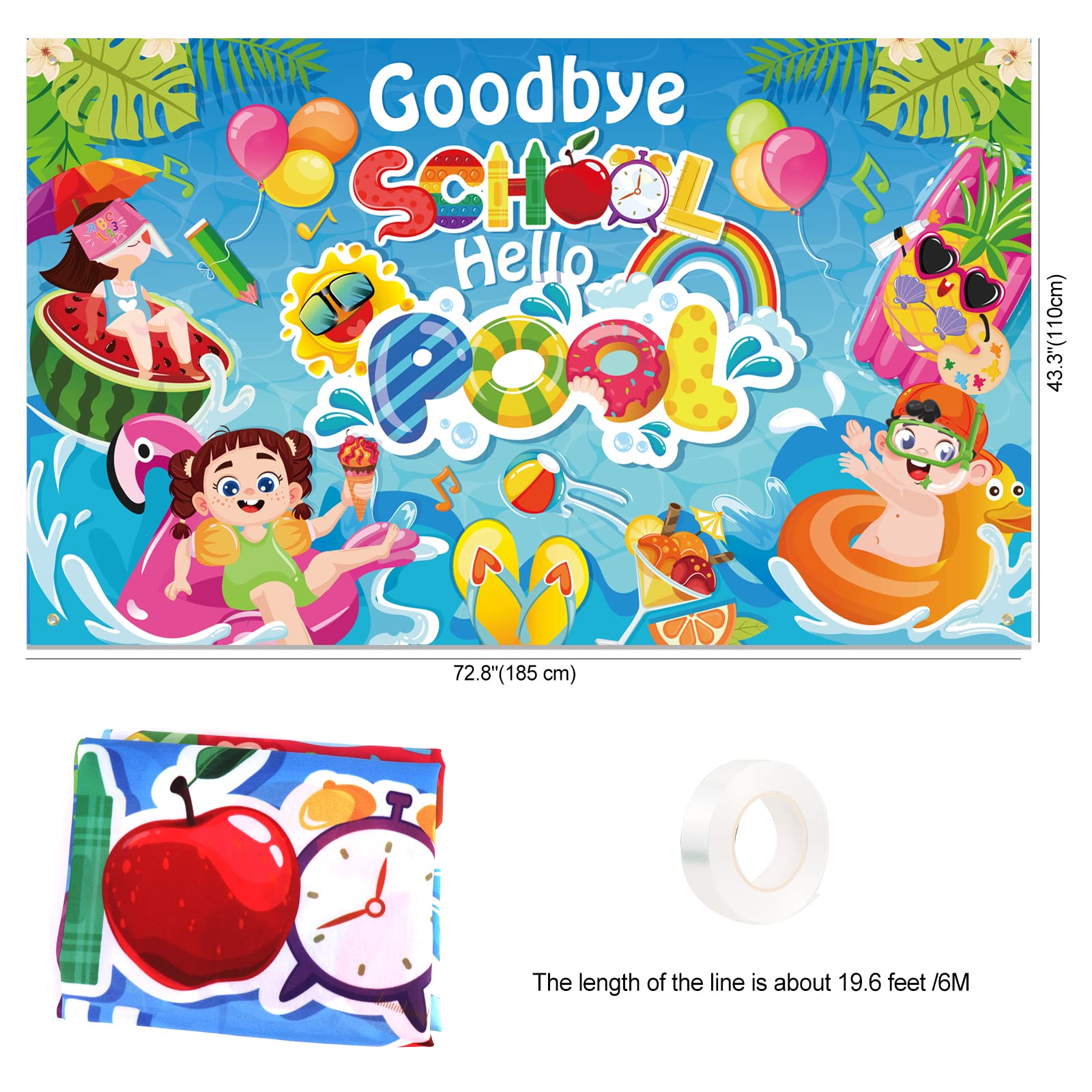 Hallo Pool Hintergrund-Banner – 180x109 Cm, Für Schulabschluss-Partys, Sommer-Deko, Drinnen & Draußen
