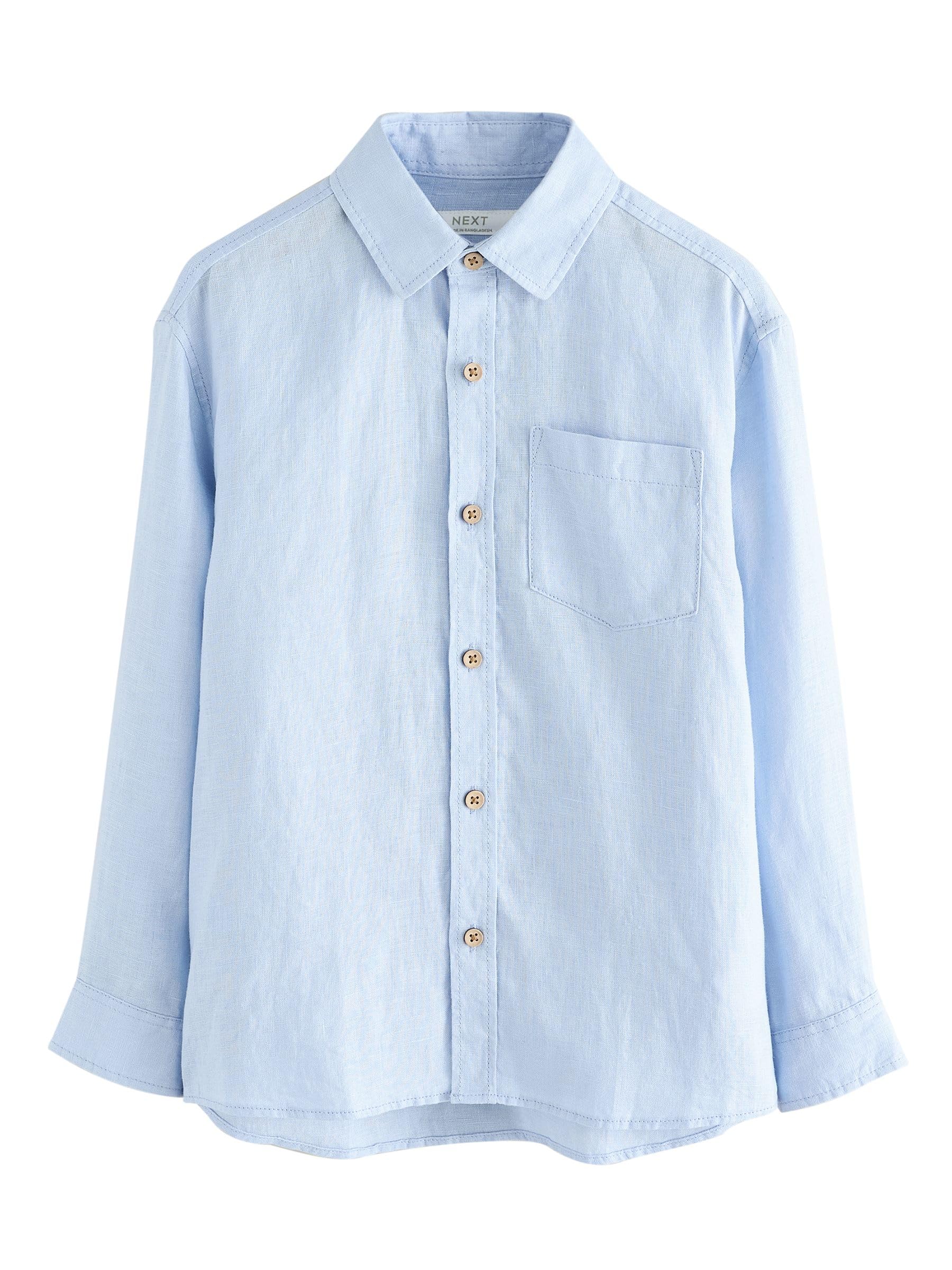 NEXT Ragazzo Camicia in Lino a Maniche Lunghe