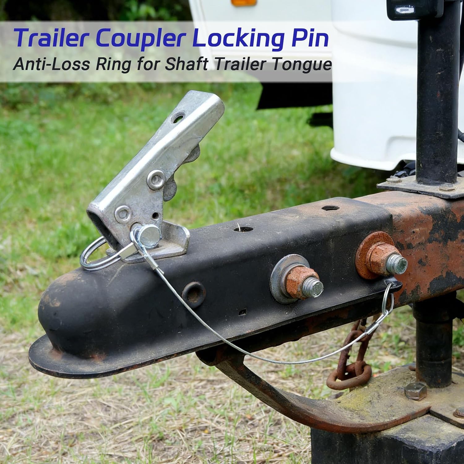 Luomorgo 2 Pack Trailer Coupler Locking Pins with Anti-Lost Rope Ring - 1/4" x 3.2" (6.3mm x 80mm) Hitch Pins for Farm, Lawn & Towing, Trucks & Equipment