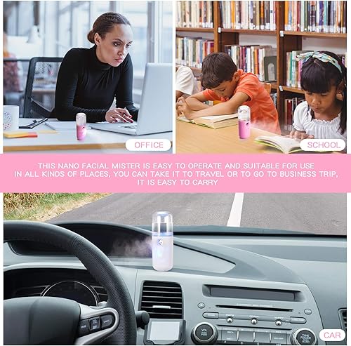 Miniatura 5 de Honoson Mini humidificador facial de 1.0 fl oz, pulverizador facial portátil, recargable por USB, práctica máquina de cuidado de la piel para Rosa