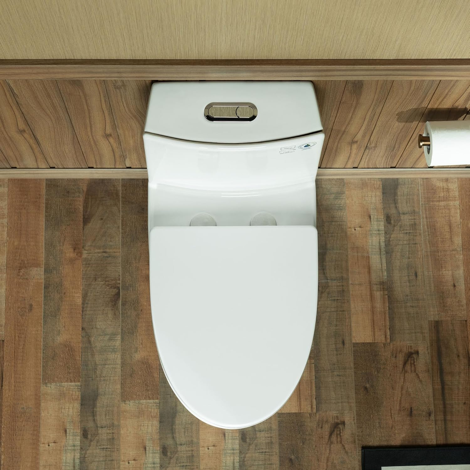 WOODBRIDGE One Piece Toilet with Soft Closing Lid, Chair Height, 1.28 GPF Dual, 1000 Gram MaP Flushing Score Toilet, Gloss White