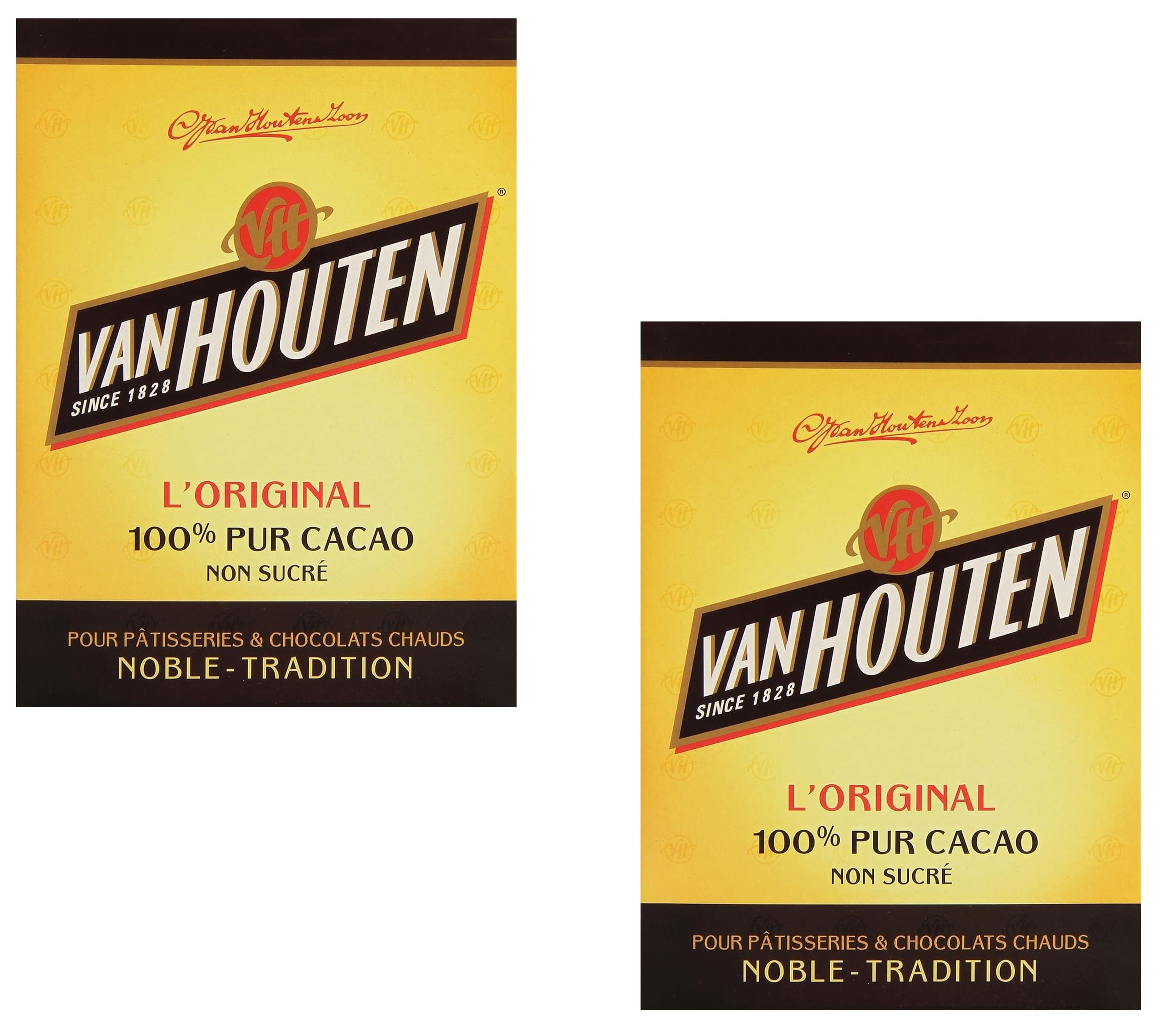 Cacao Brut Non Sucré Van Houten - L'Étui 250 g - Lot de 2