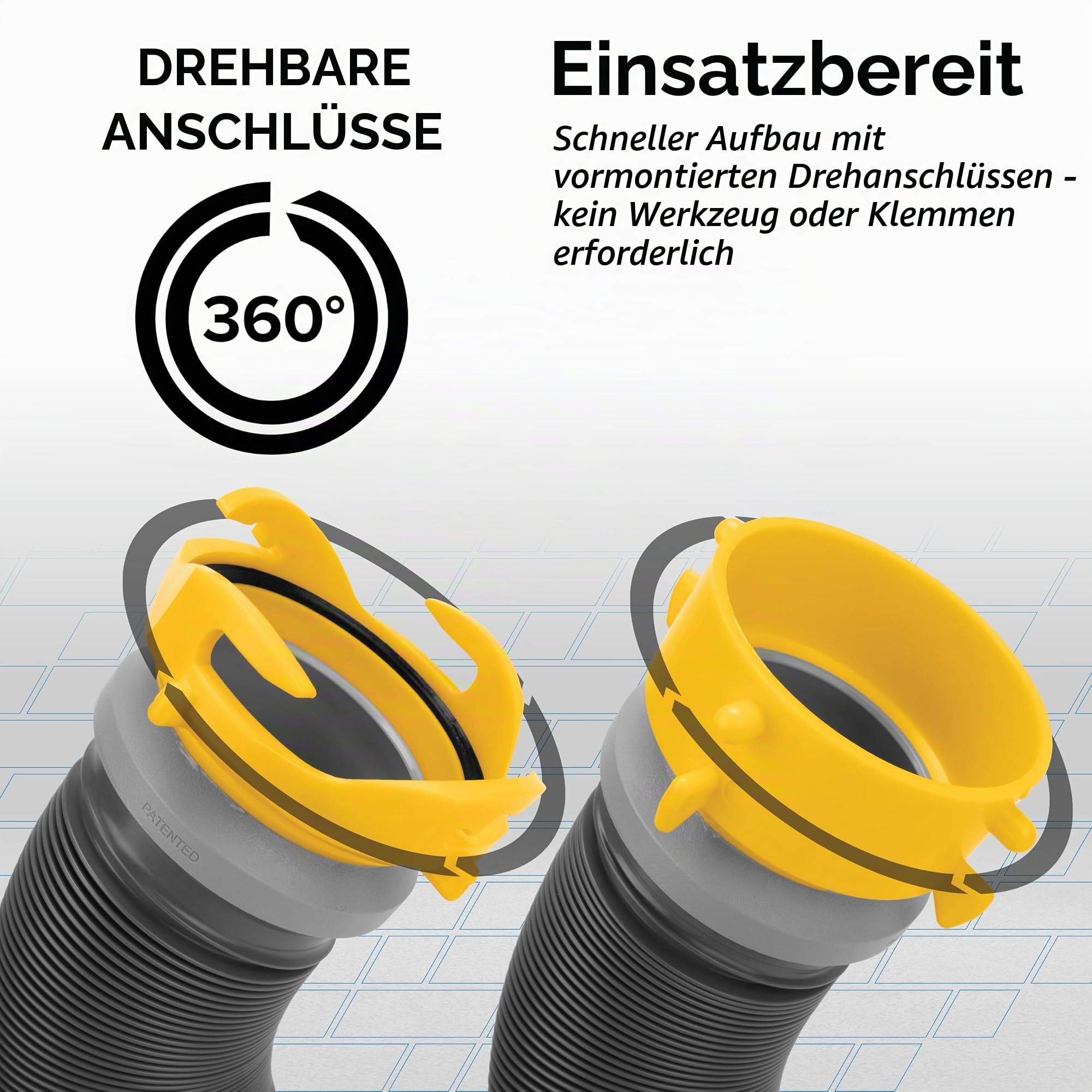 Camco Deluxe-Abwasserschlauch-Set, 6 m, inklusive 6-3 m langen Wohnmobil-Abwasserschläuchen, vormontierten 360-Grad-Dreharmaturen und Wye-Anschluss, gebrauchsfertiges Wohnmobil-Abwasser-Set, leicht