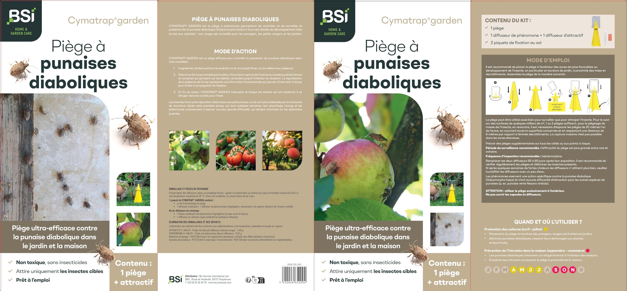 BSI - Piège à Punaises Diaboliques - pour La Maison Et L'Extérieur - Non Toxique - avec Attractif - Prêt A l'emploi - Cymatrap, Jaune