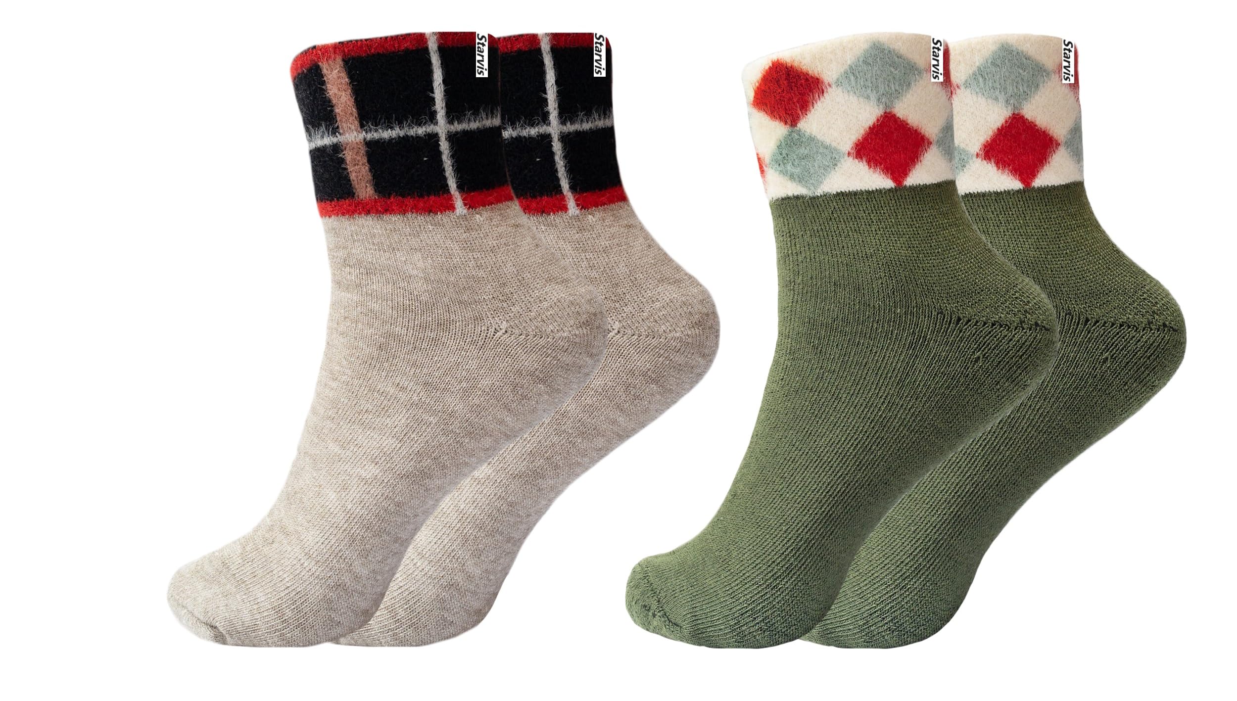 starvis 2 pcs Mens/Womens Merino Fur Wool Socks for women Winter Warm Womens Socks Thick Fur Snow Socks Hiking Thermal Cozy Boot Crew Vintage Comfy Socks-picture-54