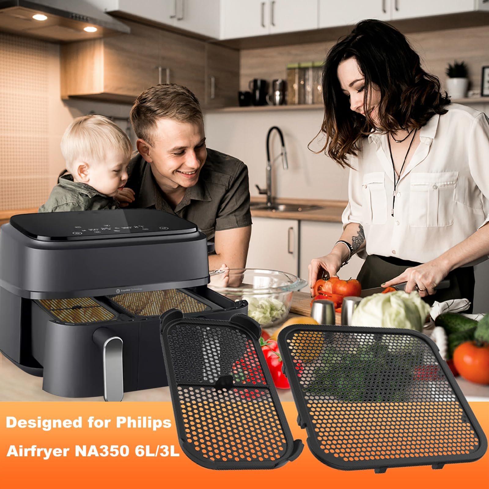 Grille Anti Projection pour friteuse à Philips Airfryer 3000 - Grille Anti Projection pour Philips Airfryer 3000, 2 couvercles en silicone résistants à la chaleur 230 °C avec noyau antiadhésif