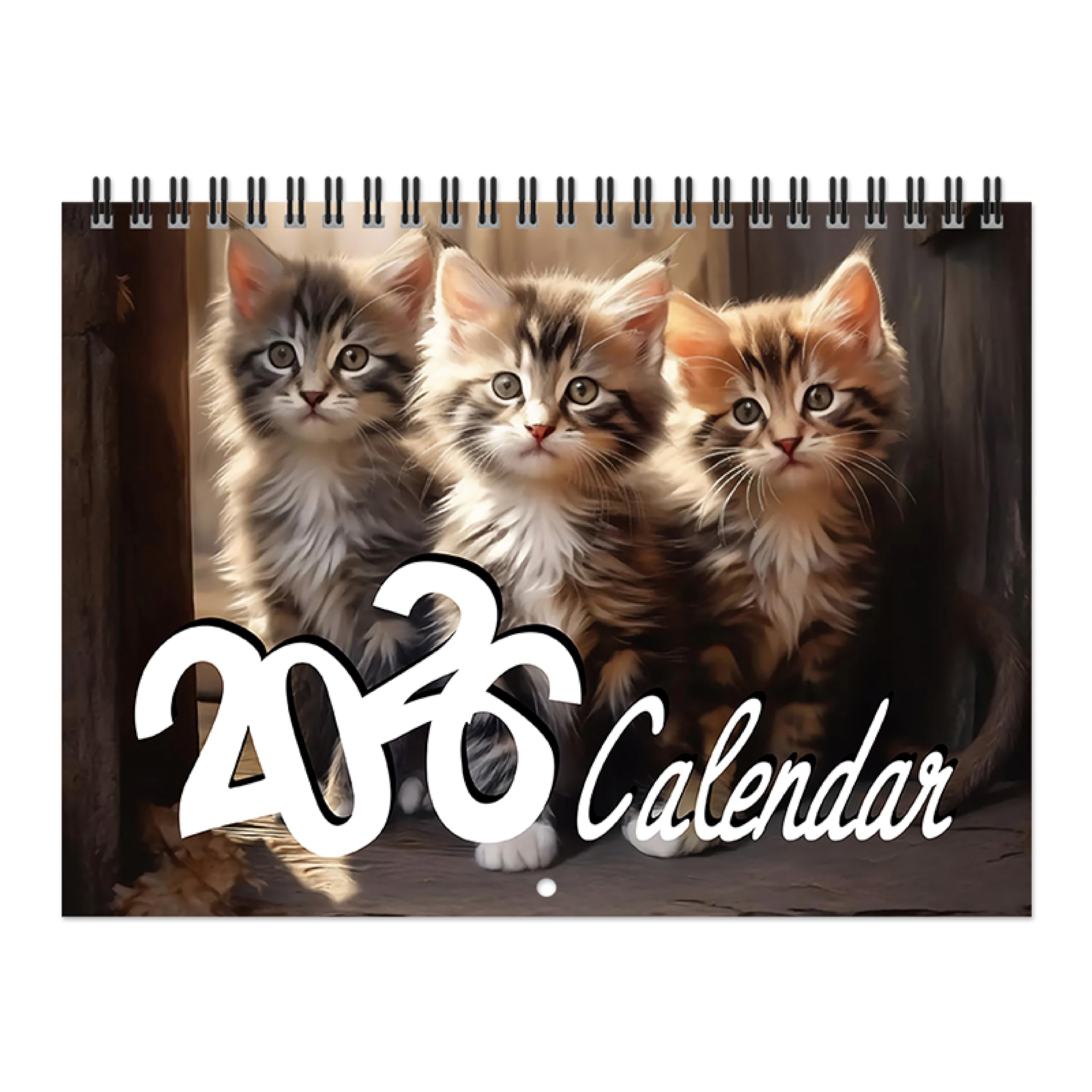 Calendario de pared de gato 2026, calendario de pared 2026, año completo de 12 meses, enero de 2026 a diciembre de 2026, tamaño 8 x 11 pulgadas, diseño de doble encuadernación, bonito calendario de