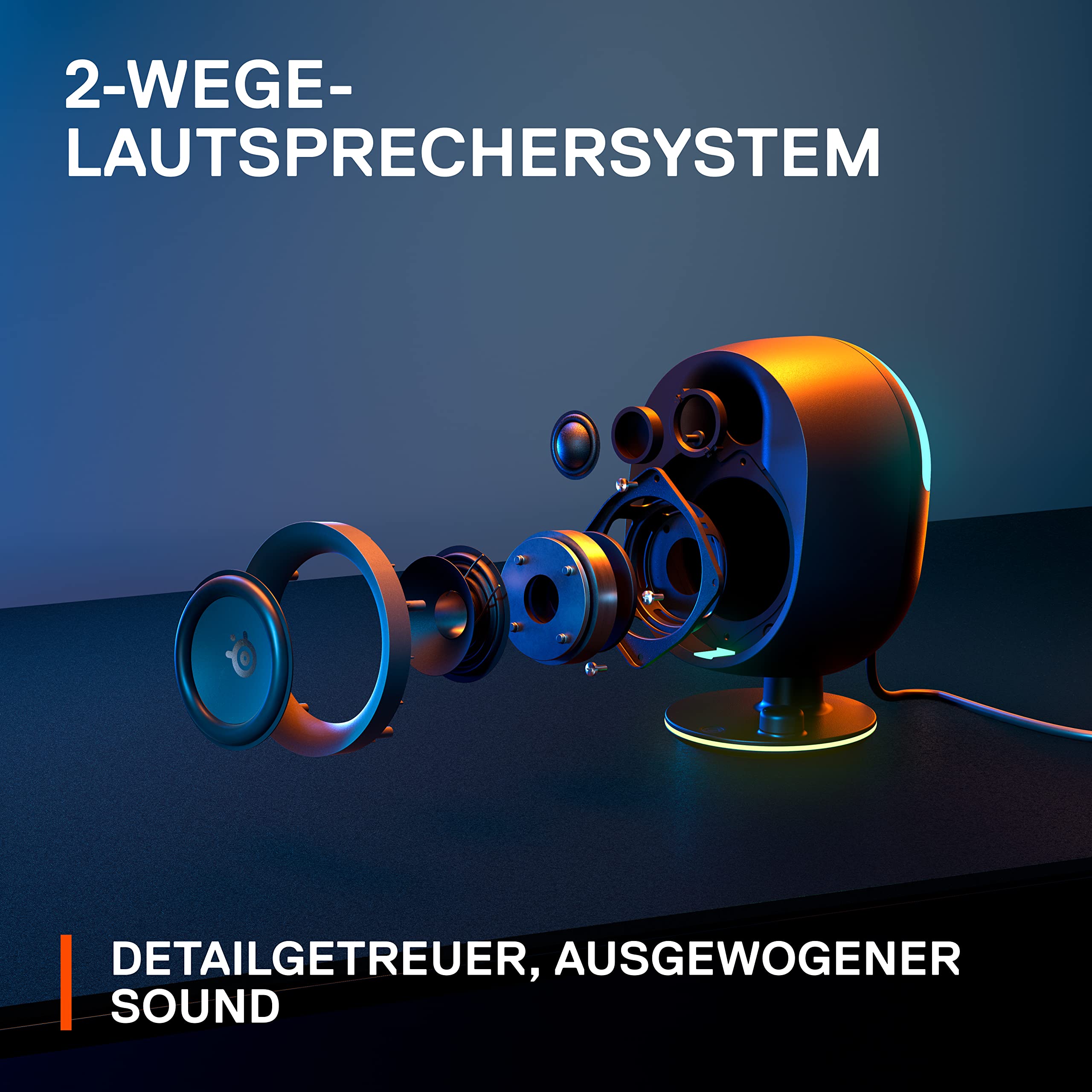 SteelSeries Arena 7 2.1 Gaming Lautsprecher 2-Wege Subwoofer RGB USB Aux optisch Bluetooth PC PlayStation Mac Black