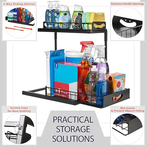 Miniatura 4 de ClearSpace Organizador para debajo del fregadero, organizador de gabinete extraíble - Organizadores deslizantes de 2 niveles y estante de