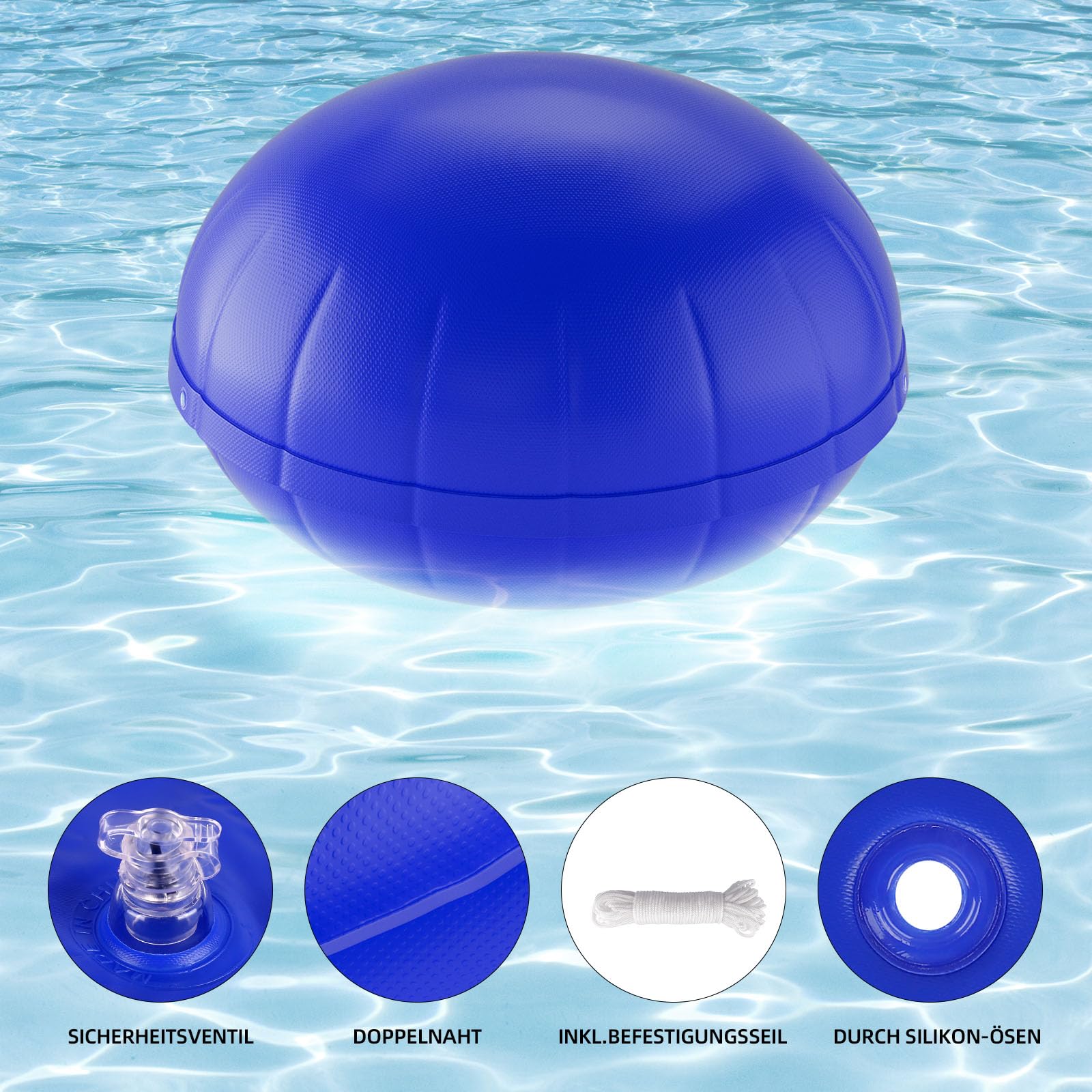 120 x 120cm Poolkissen Winter, Luftkissen Rund zur Poolabdeckung, Pool Winterkissen mit Sicherheitsventil, Pool Zubehör Wintermittel zur Überdachung, Pool Kissen Für Winterabdeckplanen