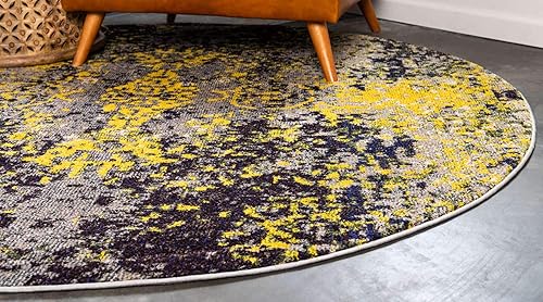 Miniatura 4 de Unique Loom Estrella Collection - Alfombra envejecida, abstracta, colores oscuros, moderna, 6 pies 0 pulgadas x 6 pies, grisbeige