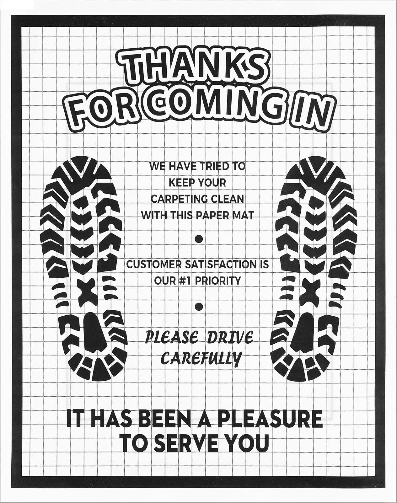 50Pcs White Paper Floor Mats for Cars 16x20 Disposable Auto Floor Pads Made of Kraft Paper Waterproof Thank