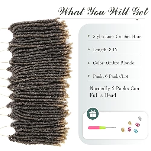 Miniatura 2 de WIGER Extensiones de cabello sintético de ganchillo de color rubio degradado pretrenzado, extensiones de trenzas de ganchillo pretrenzadas de 8
