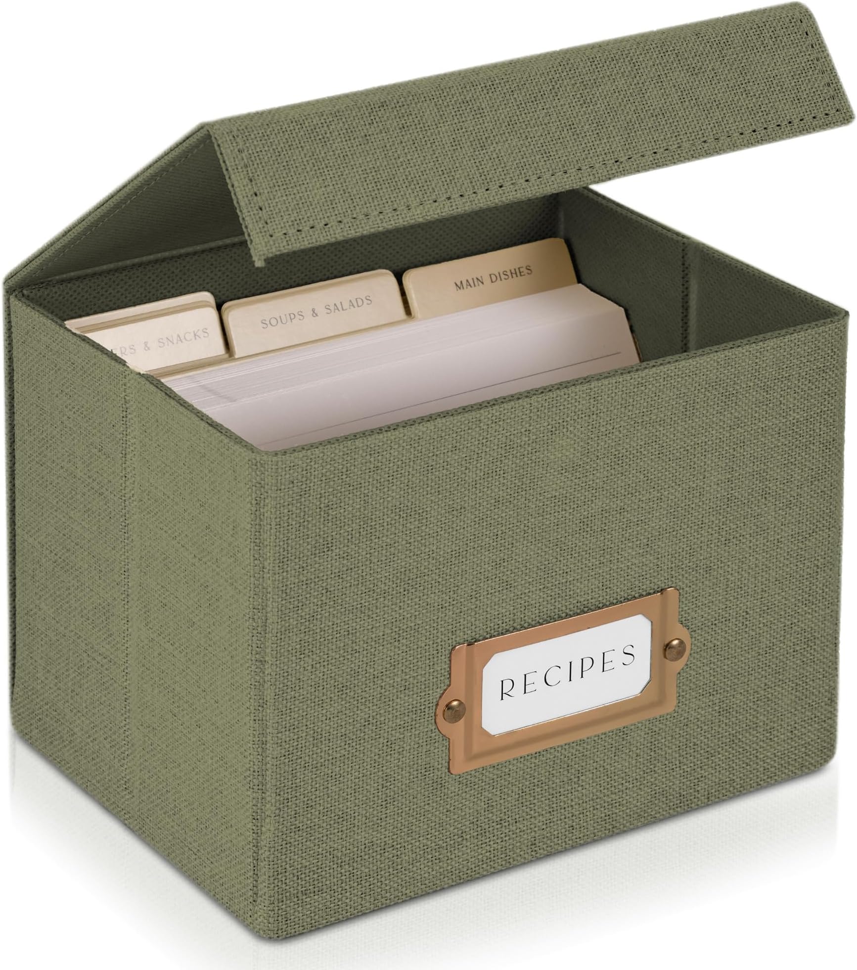 ZICOTO Aesthetic Recipe Box Holder with Linen Cover - The Perfect Recipe Card Box For Your Own Recipes - Quality Index Card Holder 4x6 to Organize Your Recipes - Recipe Cards Not Incl.