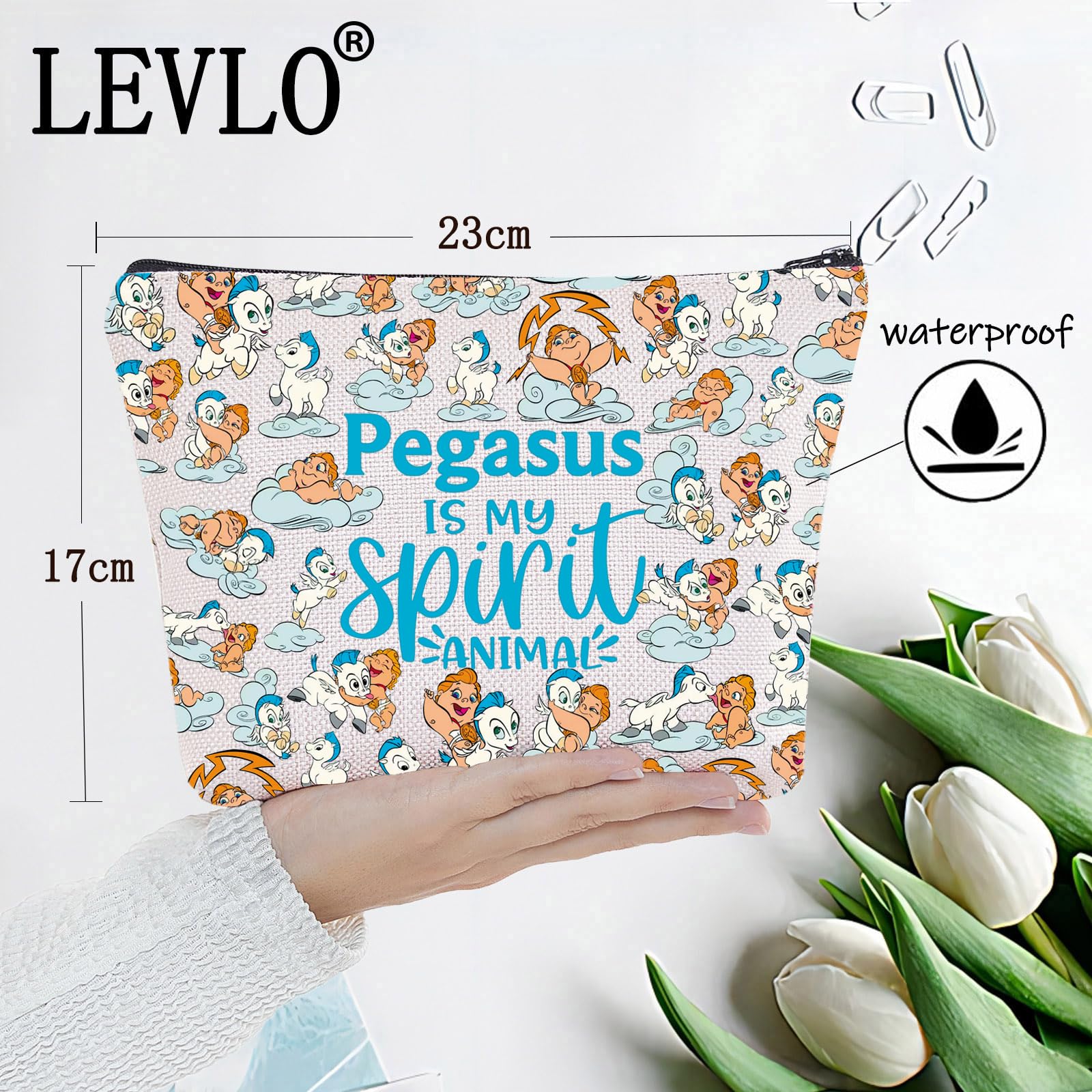 LEVLO Hercules Pegasus Cosmetic Makeup Bag Horse Pegasus Lover Gift Pegasus is My Spirit Animal Hercules Pegasus Merchandise Pegasus Bag - Image 2