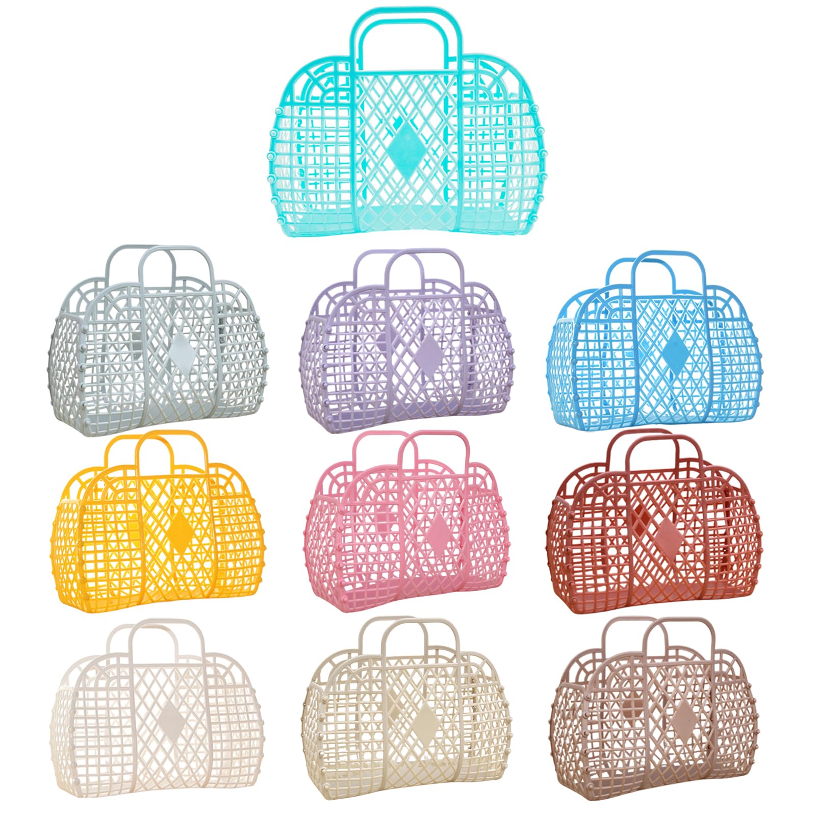 10 PCS Jelly Purse Bags, Reusable Colored Beach Tote Gift Basket, Plastic Tote Handbags for Women Girls Kids, 10 Colors