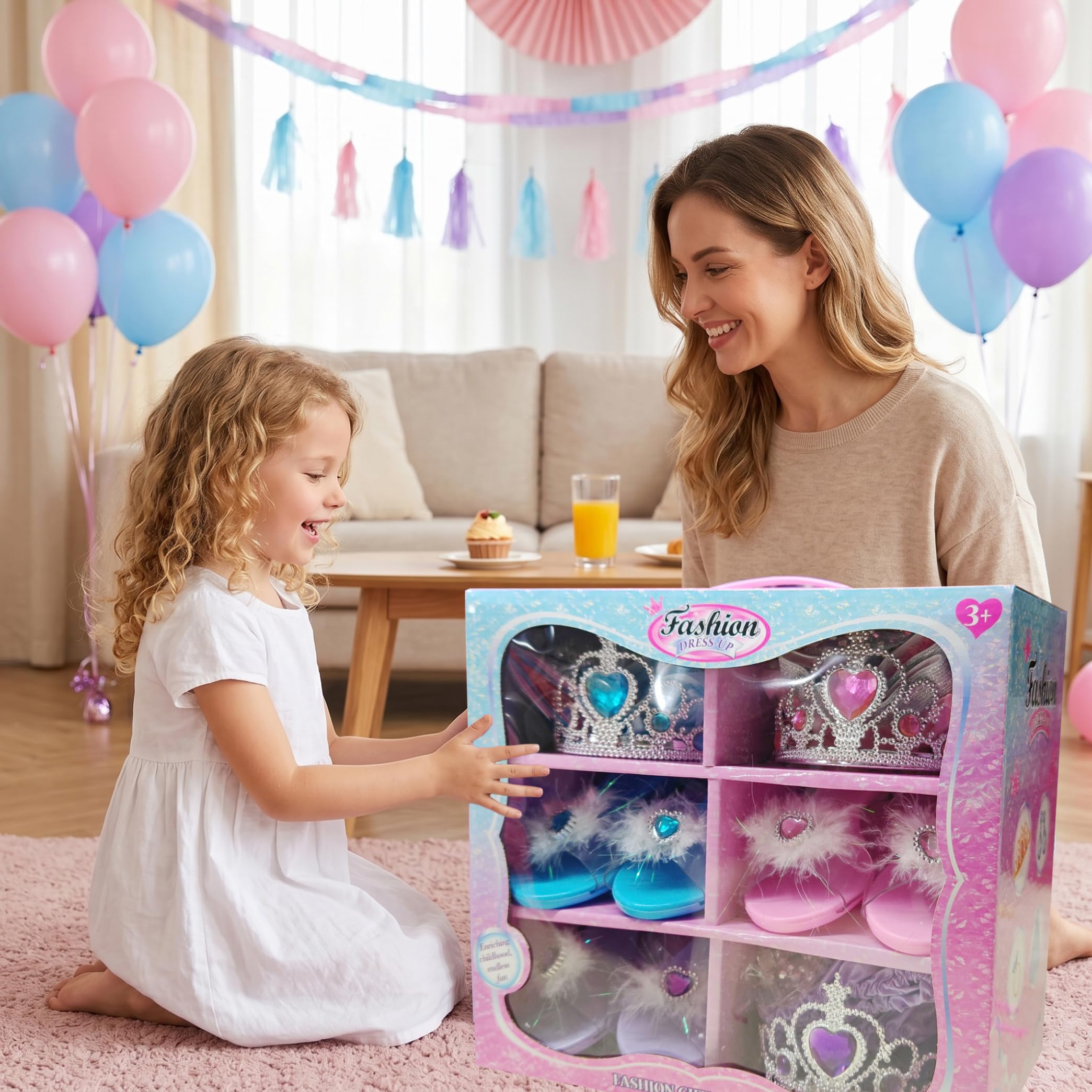 Disfraces para niñas, 3 Juegos de Disfraces para niñas - Princesa, Zapatos y Accesorios de joyería - Cumpleaños de Navidad para de 3 a 6 años