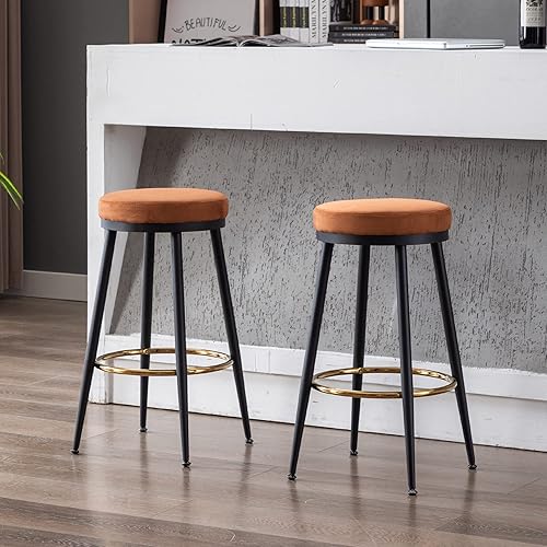 chairus Juego de 4 taburetes de altura de barra de 30 pulgadas, moderno taburete de bar sin espalda con reposapiés dorado, cómodas sillas de bar de