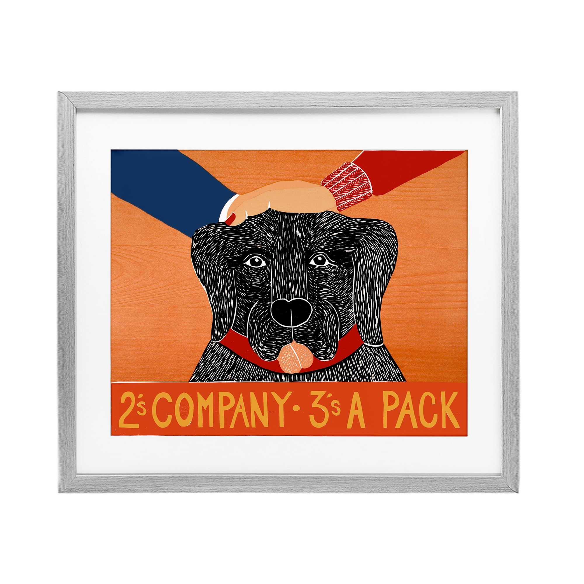Chien gris sous verre Stupell Industries par Stephen Huneck 43x53 cm