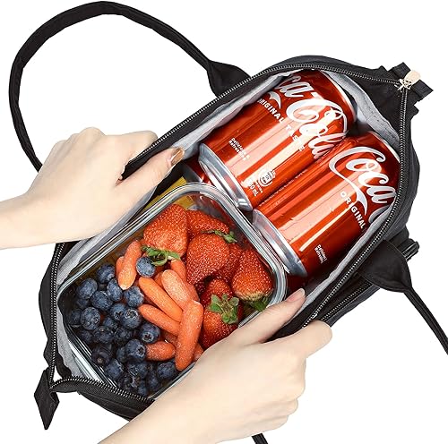 Miniatura 2 de NISHEL Lonchera para mujer con correa de hombro ajustable, bolsa térmica portátil y reutilizable, compartimento térmico aislado a prueba de fugas,