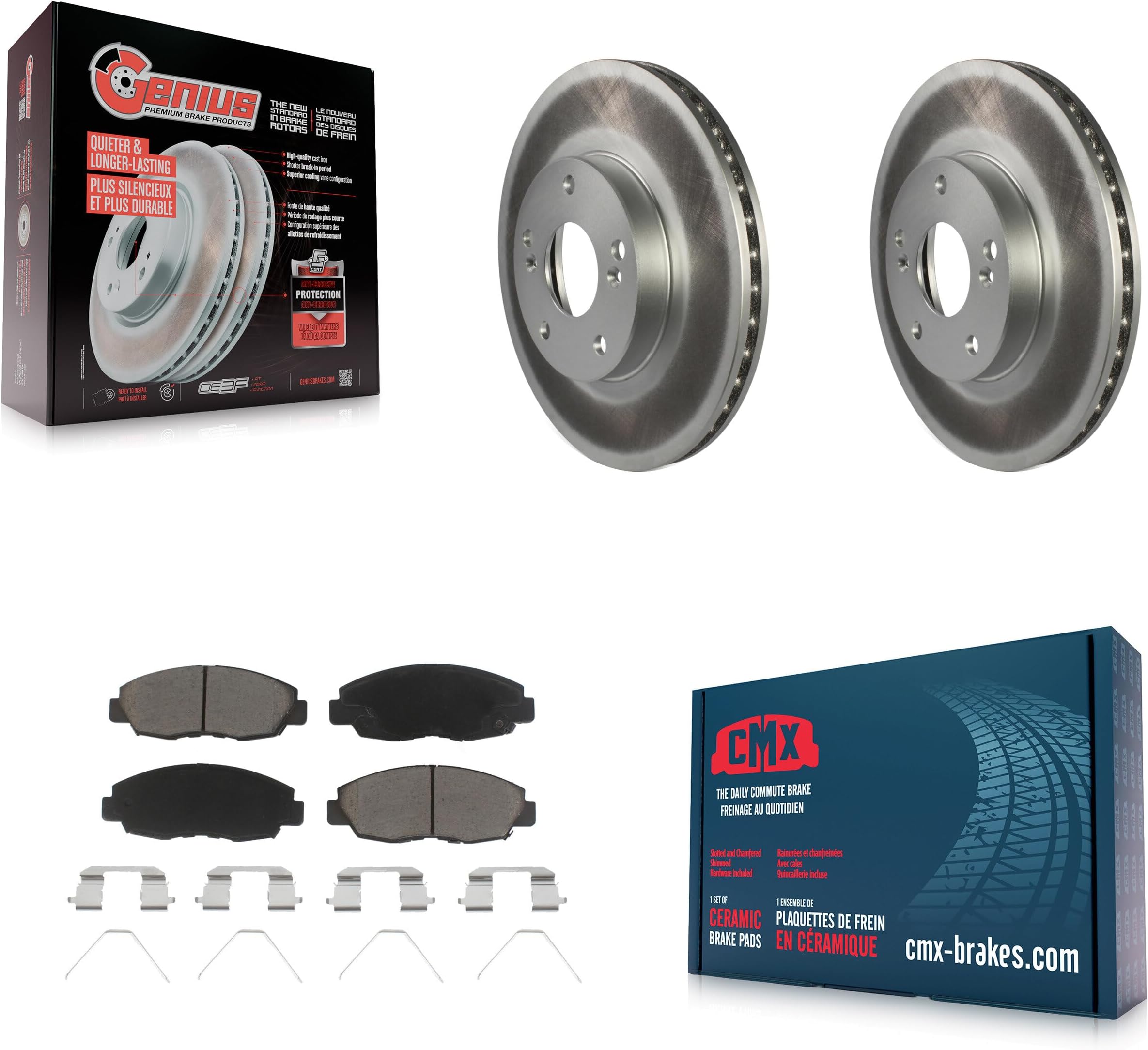 Front Coated Disc Brake Rotors And Ceramic Pads Kit Replacement For 2014-2015 Honda Civic Touring KGC-100312
