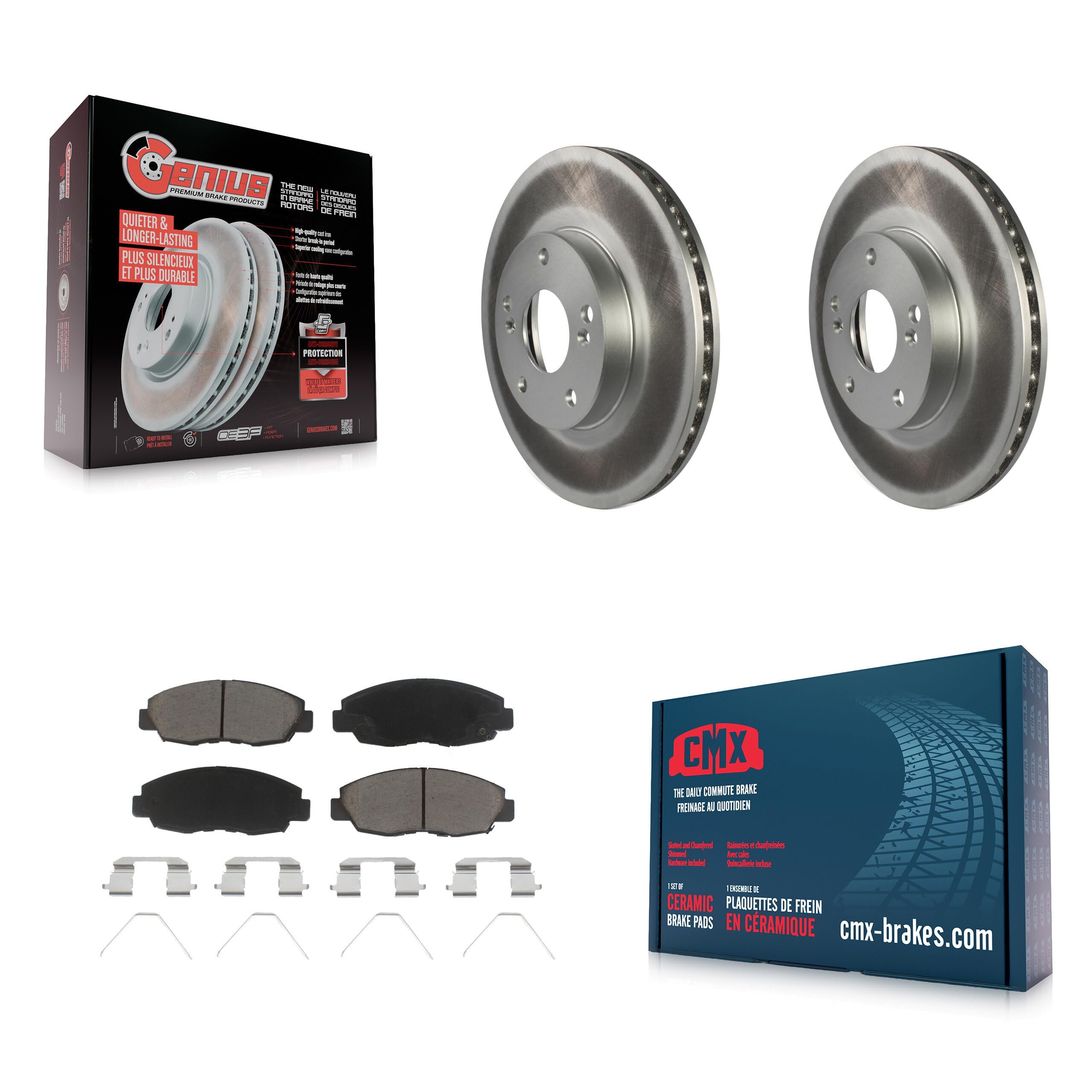 Front Coated Disc Brake Rotors And Ceramic Pads Kit Replacement For 2014-2015 Honda Civic Touring KGC-100312