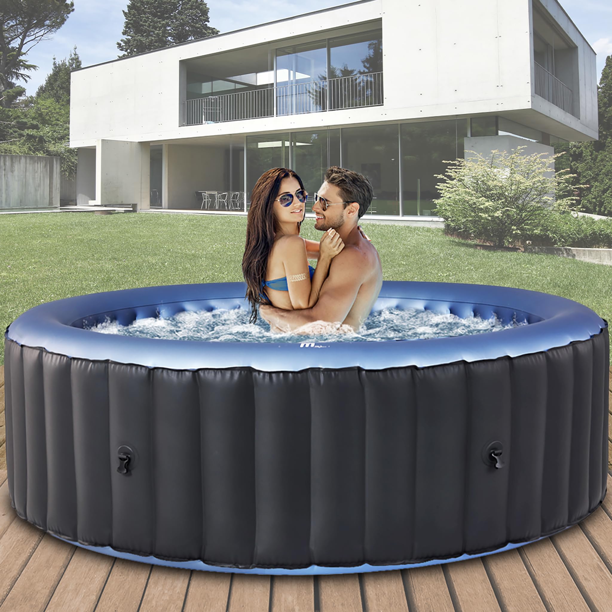 Miweba Whirlpool MSpa | 2-8 Personen Pools | viele Modelle rund und eckig | Ø 125-224 cm | In- Outdoor Pool | bis zu 144 Massagedüsen | ganzjähriger Einsatz Winterfest (Bergen 4 Personen)