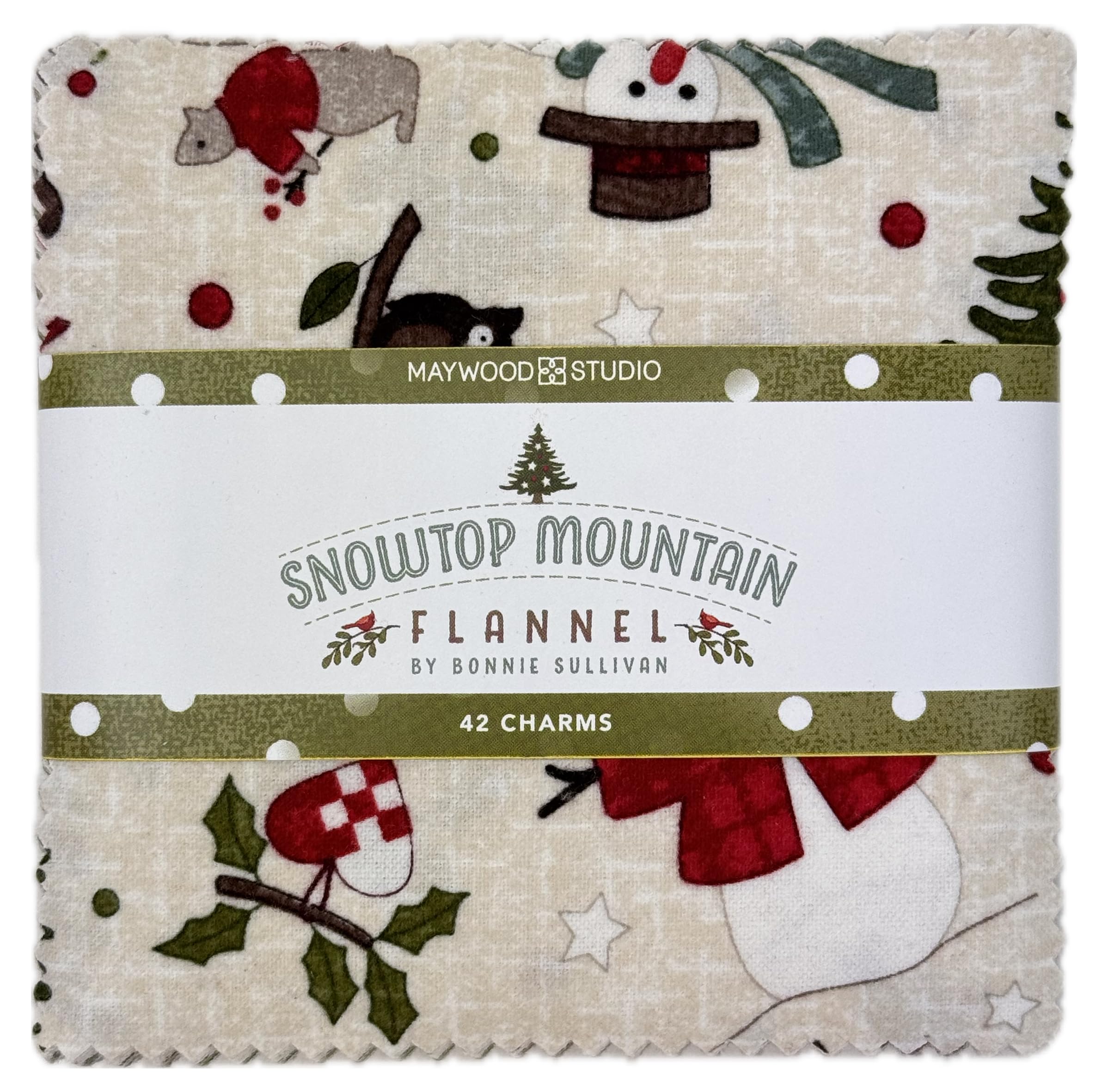 Maywood Studio Assorted Bonnie Sullivan Snowtop Mountain Flannel Charm Pack 42 5-Inch Squares