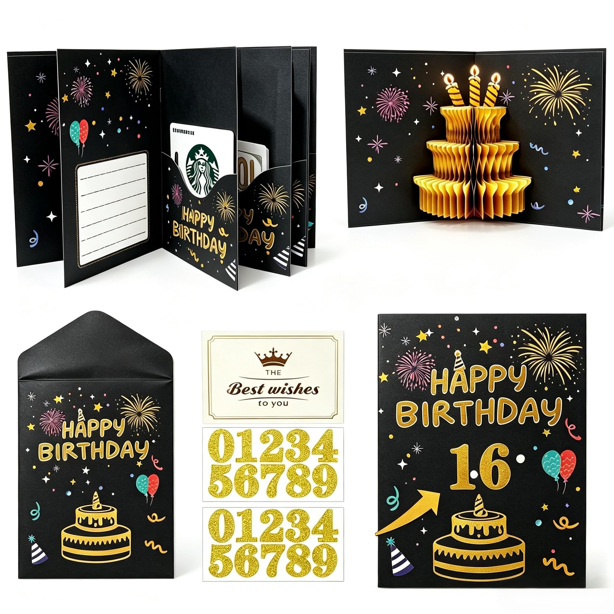 JINSTABAG Happy Birthday Gift Card Booklet with Envelopes