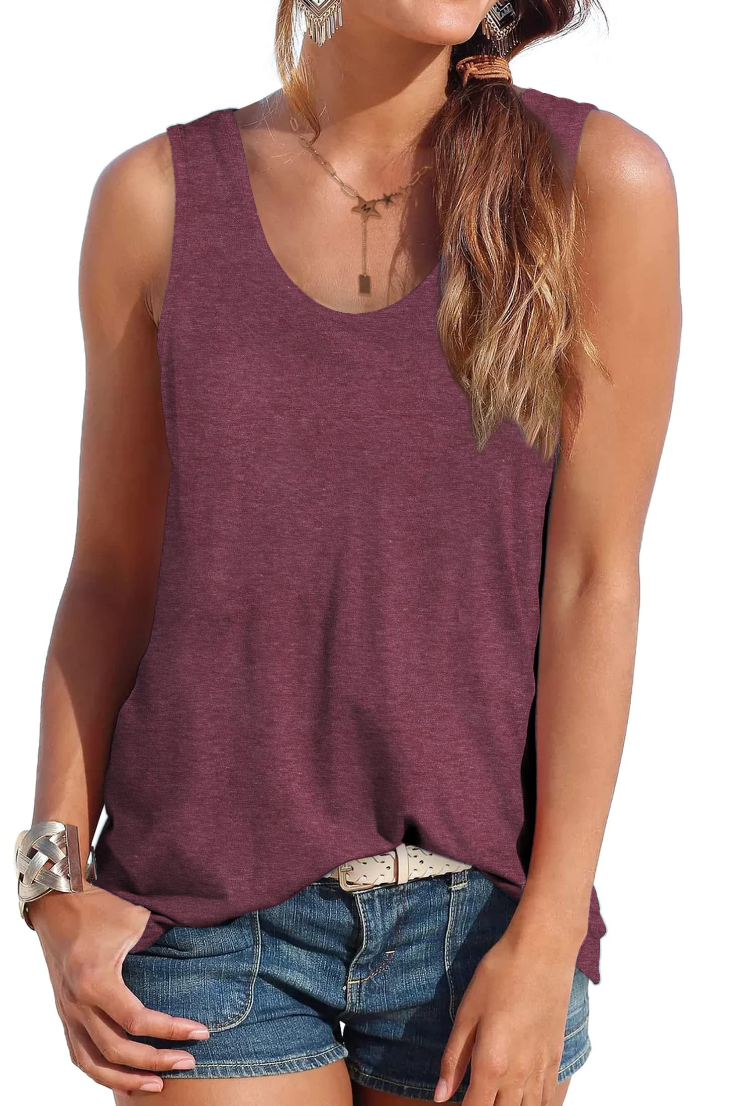 DUOEASE Tank Top Damen Sommer ärmellose Oberteile Sommermode Scoop-Ausschnitt Shirt Damen
