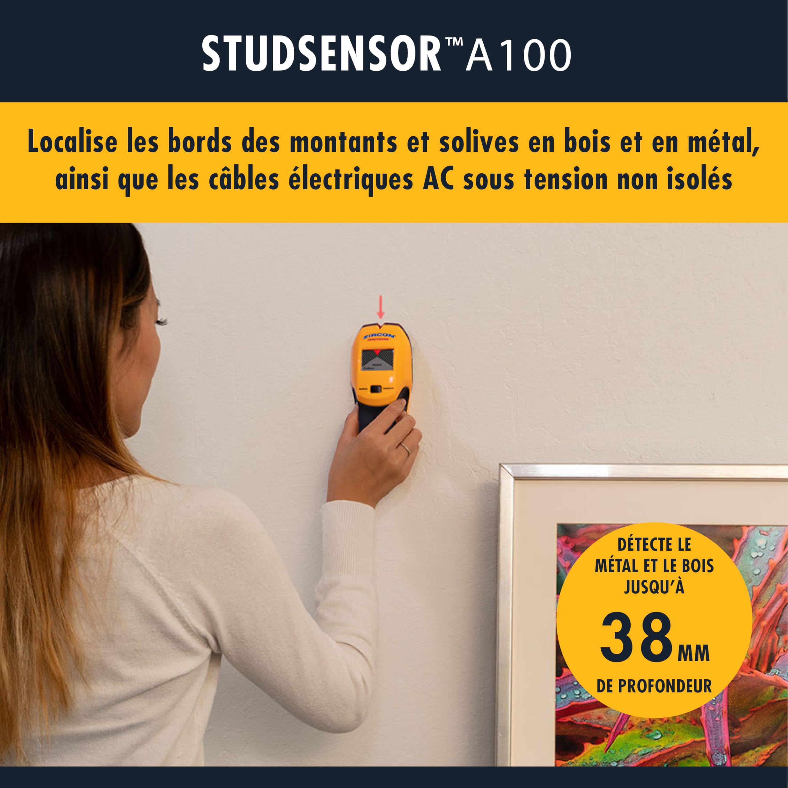 Zircon StudSensor A100 Scanner mural électronique/détecteur de goujon/détecteur de fils AC