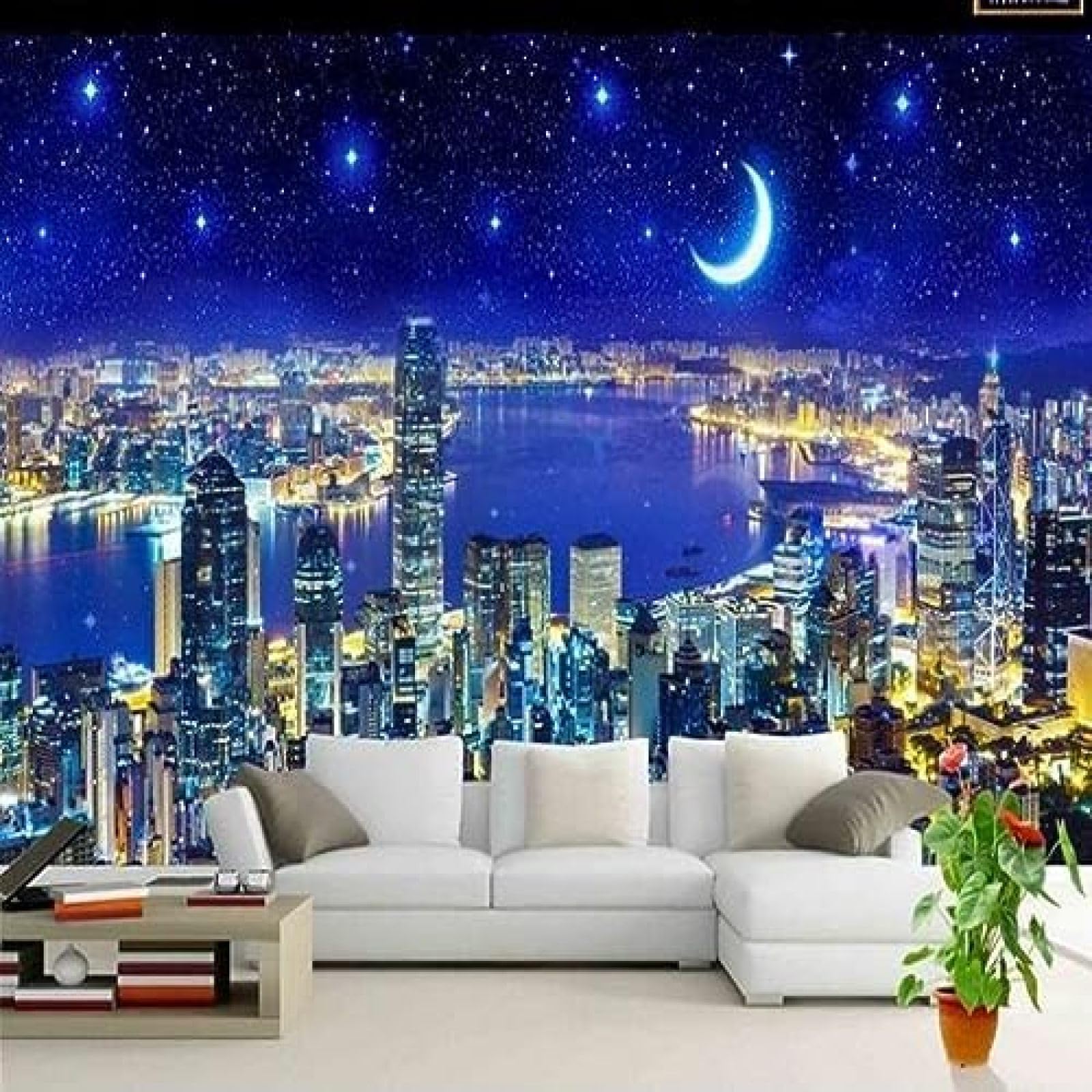 Papier peint 3D vue du ciel nocturne pour agrandir une chambre
