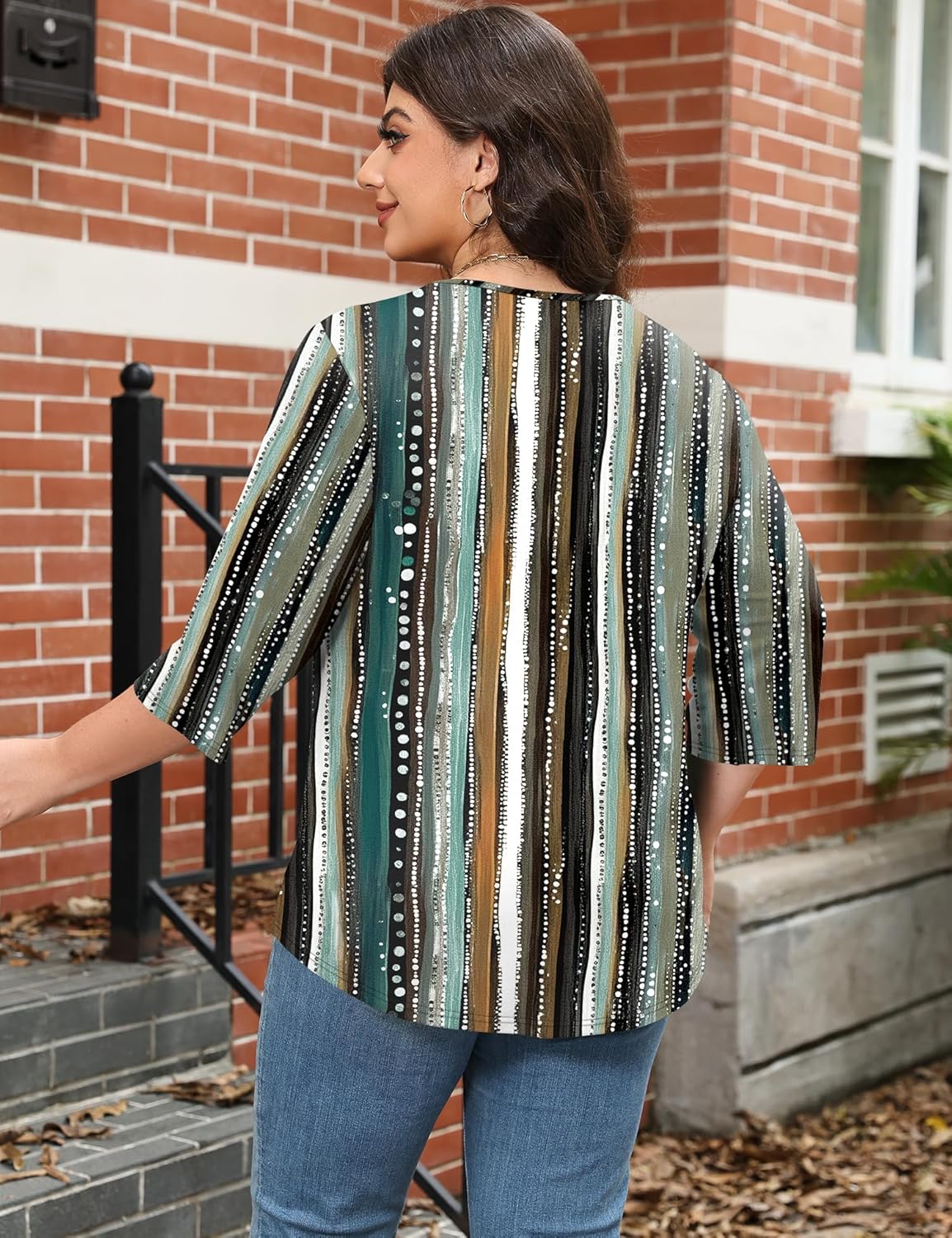 LOMON Womens Plus Size Tops 3/4 Length Sleeve T Shirts Asymmetrical Neck Blouses for Women Fashion 2026 - Image 5