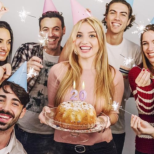 Miniatura 2 de Velas de cumpleaños número 20, decoración de feliz cumpleaños para mujeres, hombres, niñas, niños, fiesta, boda, aniversario, celebración (negro)
