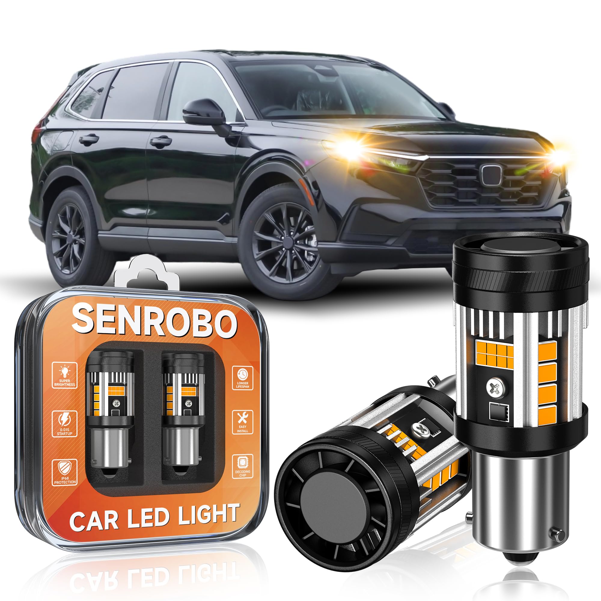 Amber Front 1156 LED Turn Signal Light Bulb Fit for Honda Pilot