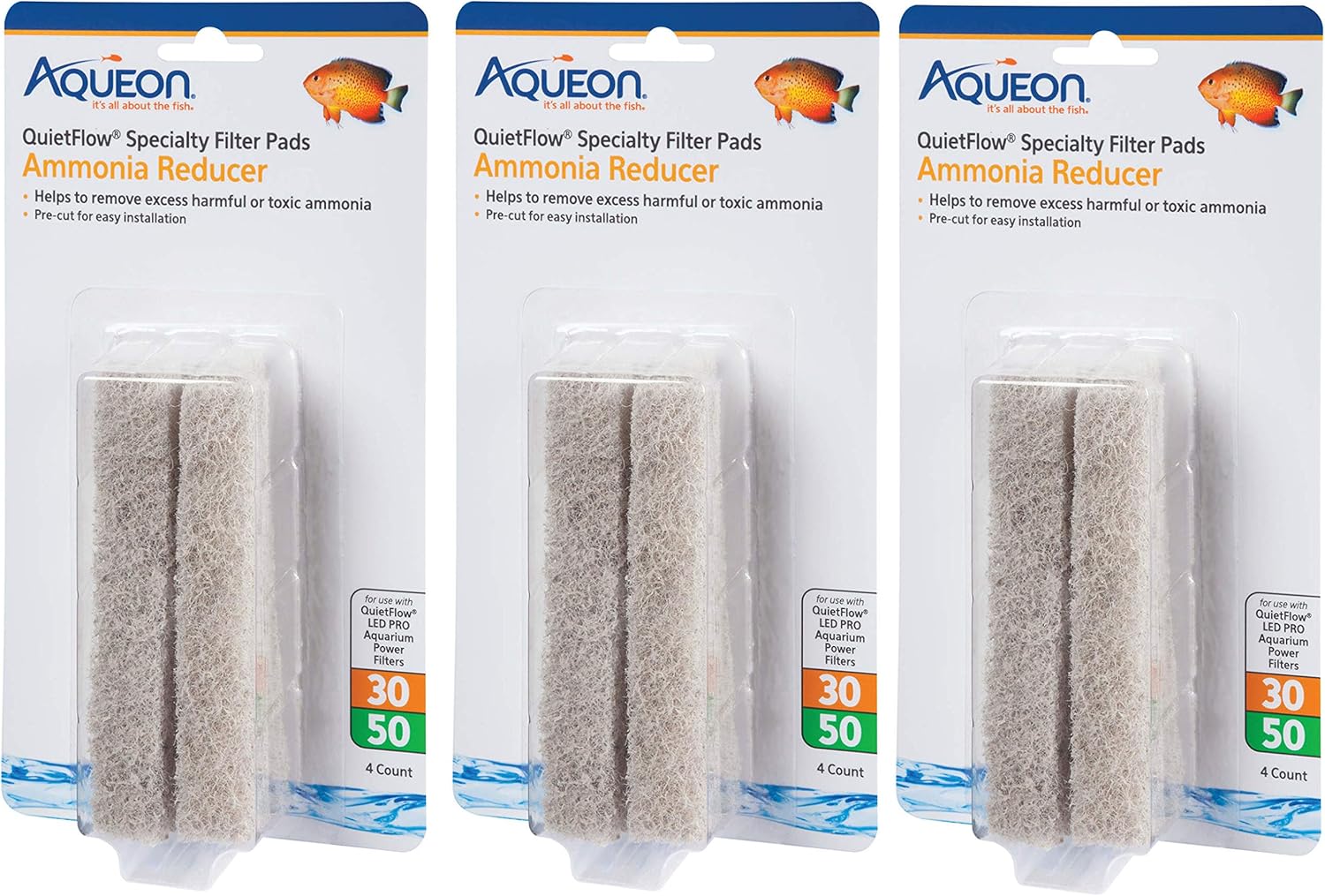 (3 Pack) Aqueon Ammonia Reducing Filter Pad