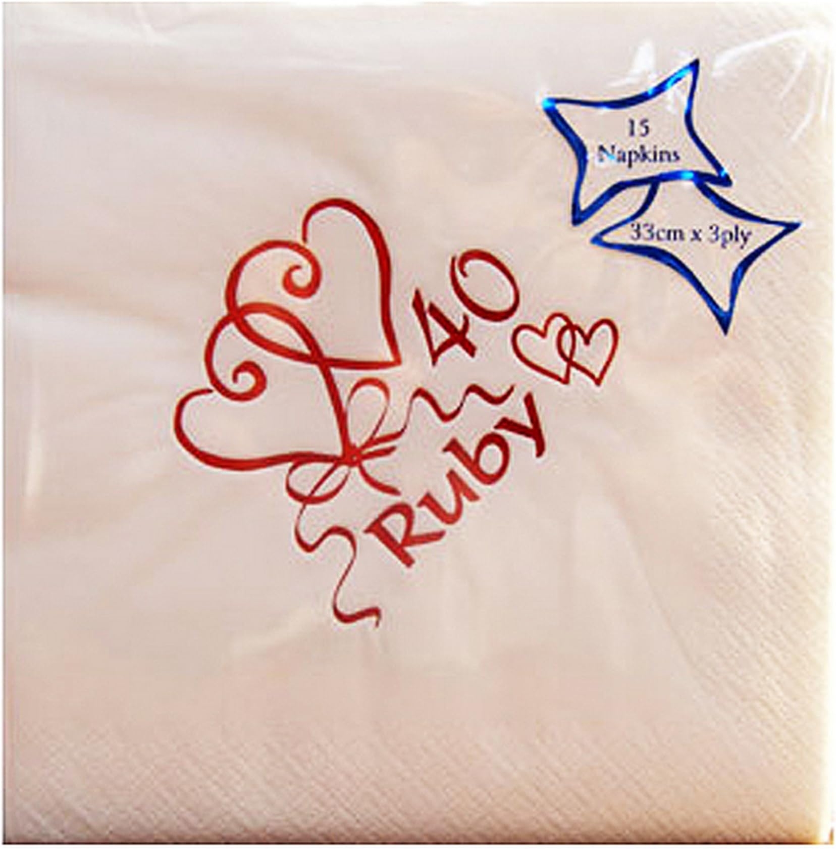 Luxury 40th Ruby Wedding Anniversary Napkins : Amazon.co.uk: Home & Kitchen