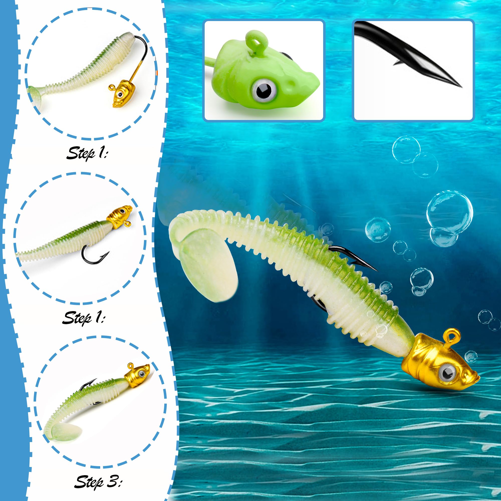Kit Esche Da Pesca Professionali Con Teste Piombate - Set Di Ami Assist Hook Per Pesca In Mare E In Acqua Dolce