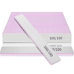 Nail Files 100/100 Grit Washable 25pcs Double Sides Nail File for Natural Nails and Poly Nail Extension Gel Fingernail Files for Nails