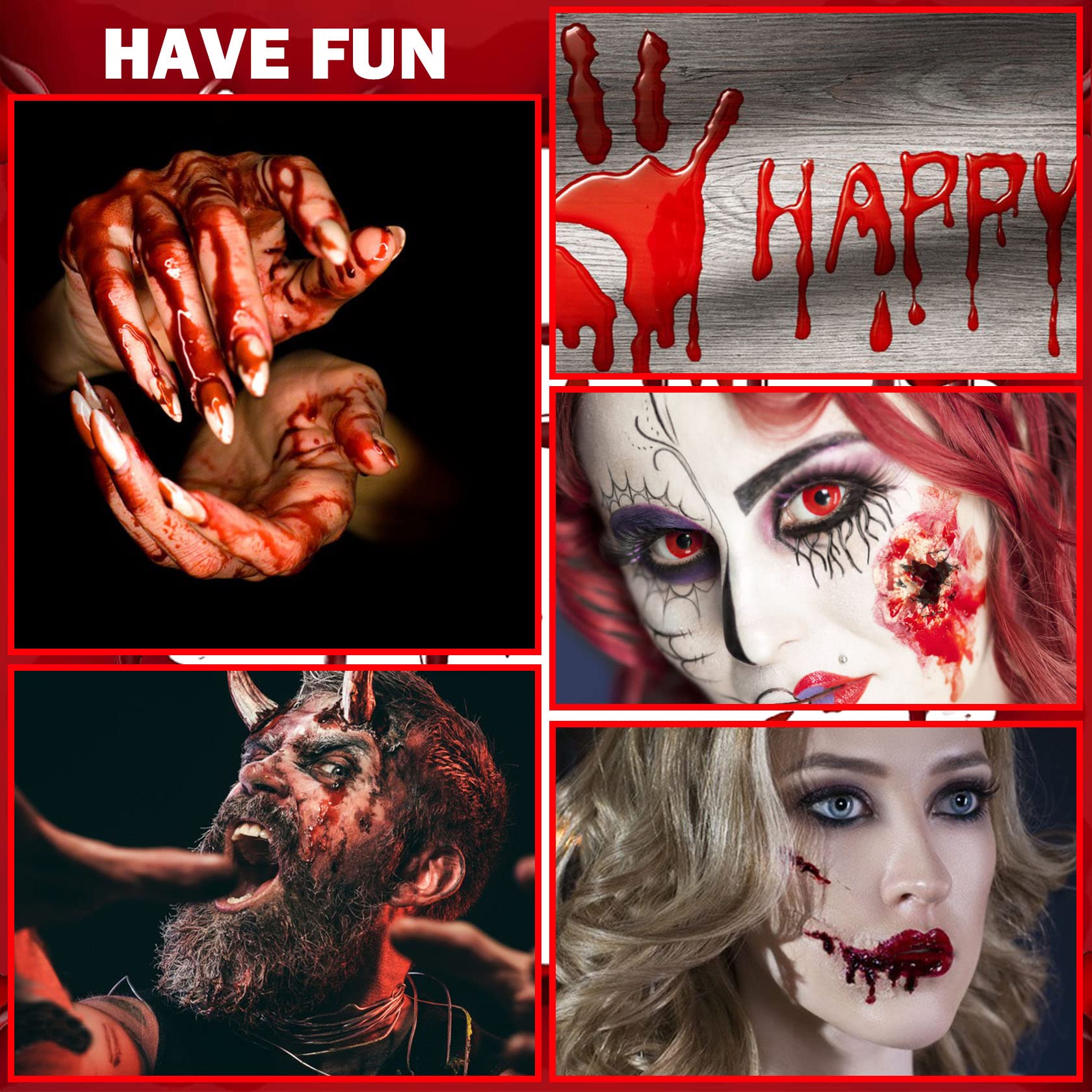 Kit De Sangre Falsa Para Halloween - Spray Y Maquillaje De Heridas - No Tóxico Y Fácil De Limpiar - Ideal Para Zombis, Vampiros, Payasos Y Cosplay