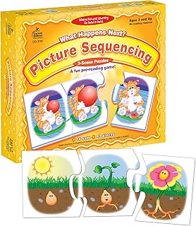 Carson Dellosa What Happens Next? Pre-Reading Puzzle Game Set, Colorful 3-Scene Picture Sequencing Phonics Game With 14 3-Scene Puzzles, Ages 4+ (42 pc)