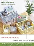 Paquet de 4 Mini Caisses de pastel pour le stockage, Mini Paniers pliants en plastique, mignon coloré organisation Crates pour chambre à coucher classe de bureau salle de bains tiroir de bureau plateau(5,9x3,9x2,2in)