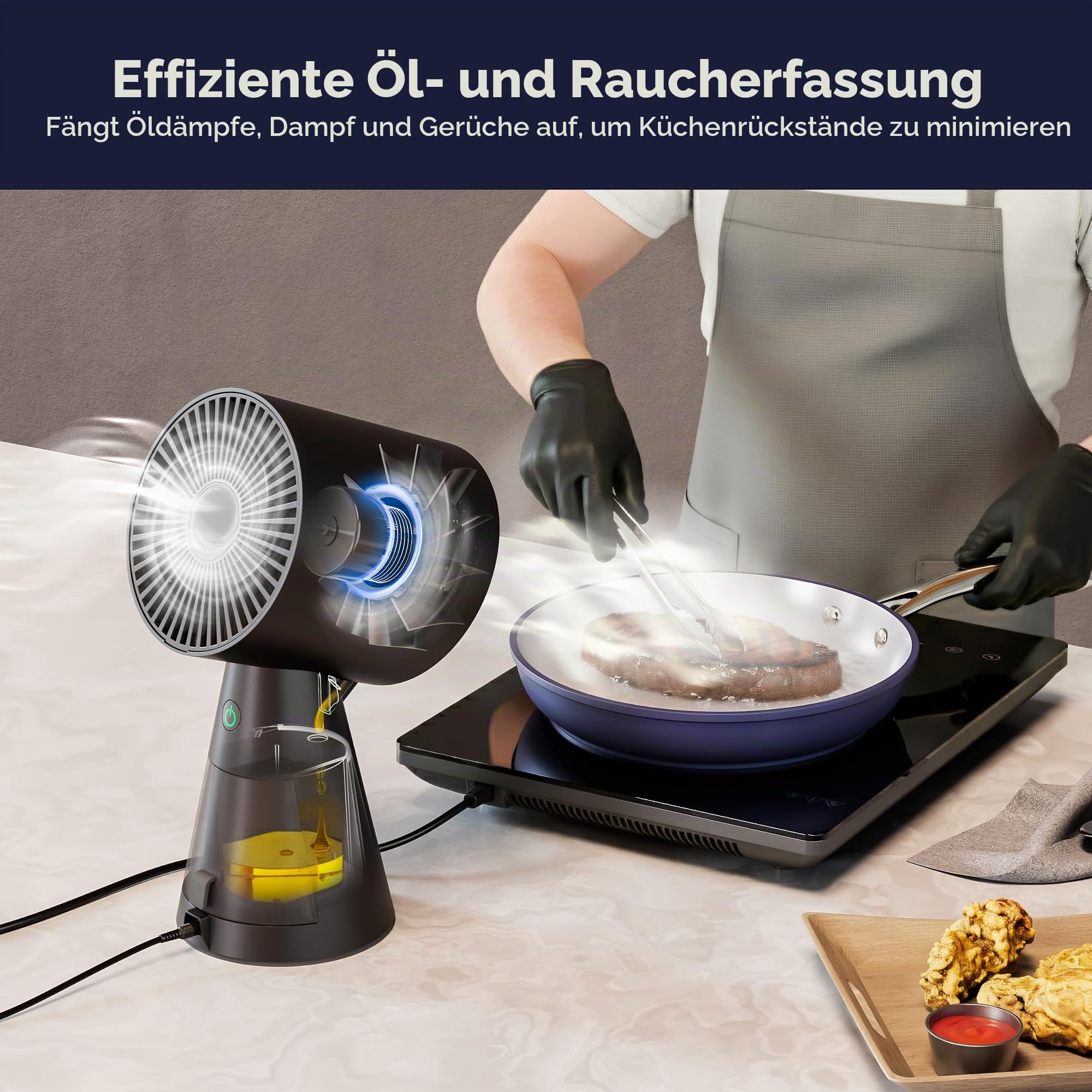 CIARRA CBPHB01 Mini Dunstabzugshaube Mobile HOOD TO GO Leise Umluft Tragbare Abzugshaube Keine Installation Multi-Filtration