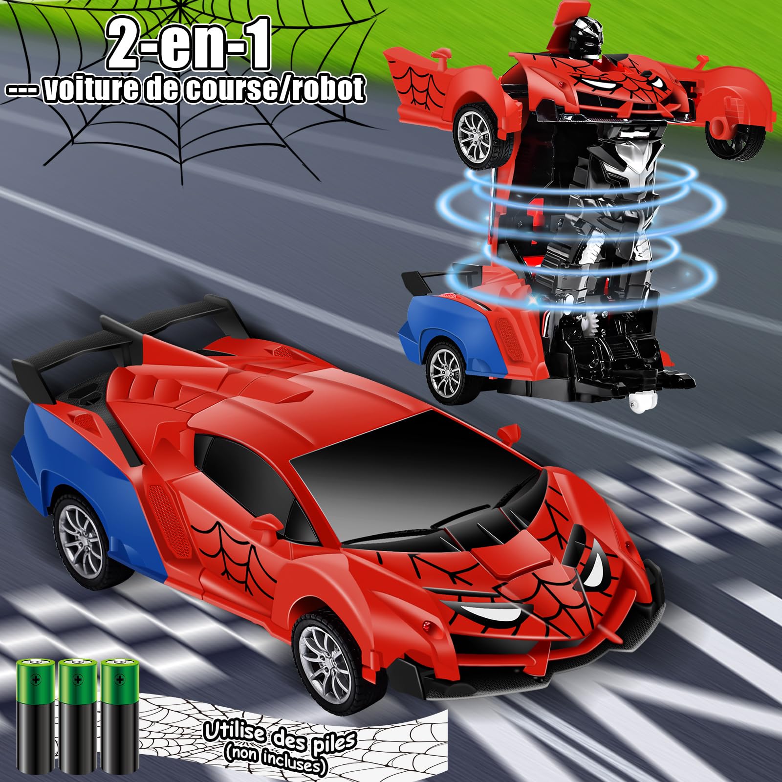 Aragallant Voiture Télécommandée Robot, Voiture Transformable en Robot pour Garçon Fille à partir de 3 4 5 6 7 8 9+ Ans, RC Voitures Telecommand pour Enfants Anniversaire Cadeaux de Noël