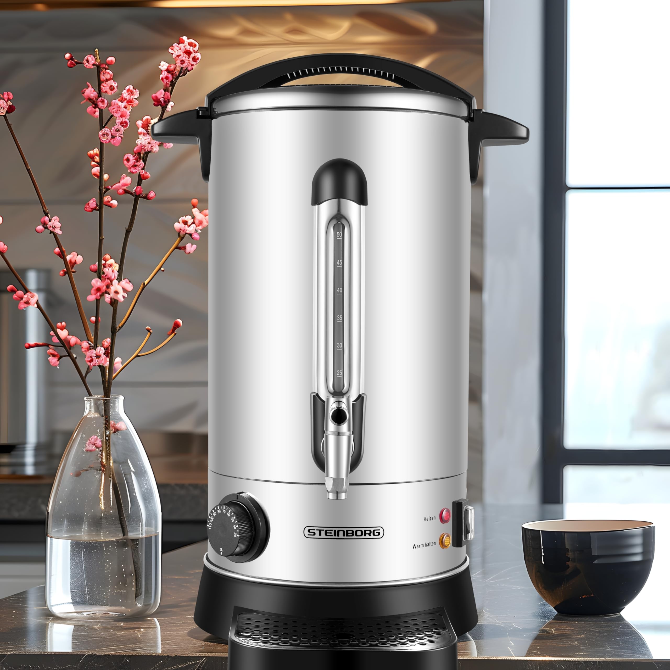 Dozownik gorącej wody, 10 l, czajnik do herbaty, dozownik gorących napojów, podgrzewacz wody, podgrzewacz wody, grzane wino 10 l, termopot, bojler na gorącą wodę 30-110°C