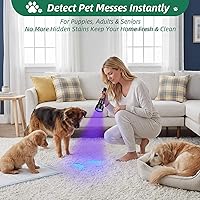 Vista 5 de ESCO LITE Linterna UV con luz negra, 51 LED 395 nM, detector ultravioleta de luz negra para orina de perro, manchas de mascotas y chinches de cama