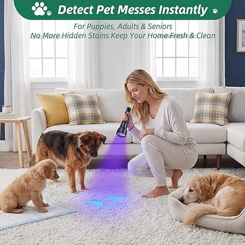 Miniatura 5 de ESCO LITE Linterna UV con luz negra, 51 LED 395 nM, detector ultravioleta de luz negra para orina de perro, manchas de mascotas y chinches de cama
