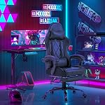 Homall Gaming Chair, Computer Chair with Footrest and Massage Lumbar Support, Ergonomic High Back Video Game Chair with Swivel Seat and Headrest (Dark Black)
